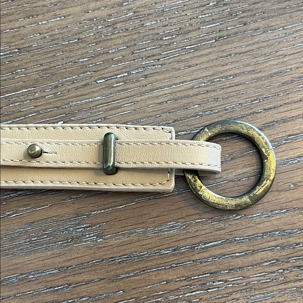 Neutral Leather Ring-Buckle Belt - Beige